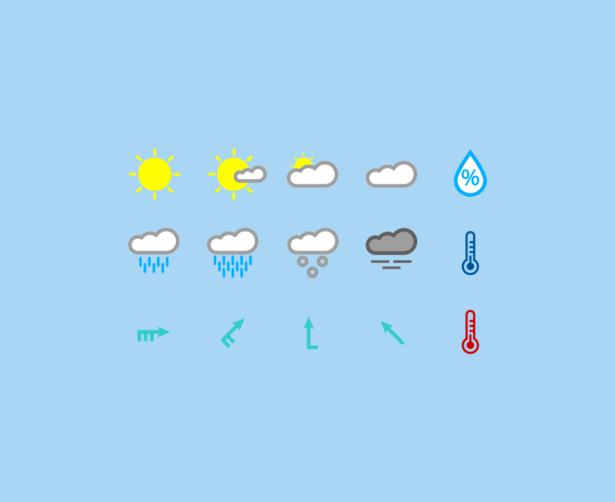 15 Colored Weather Icons