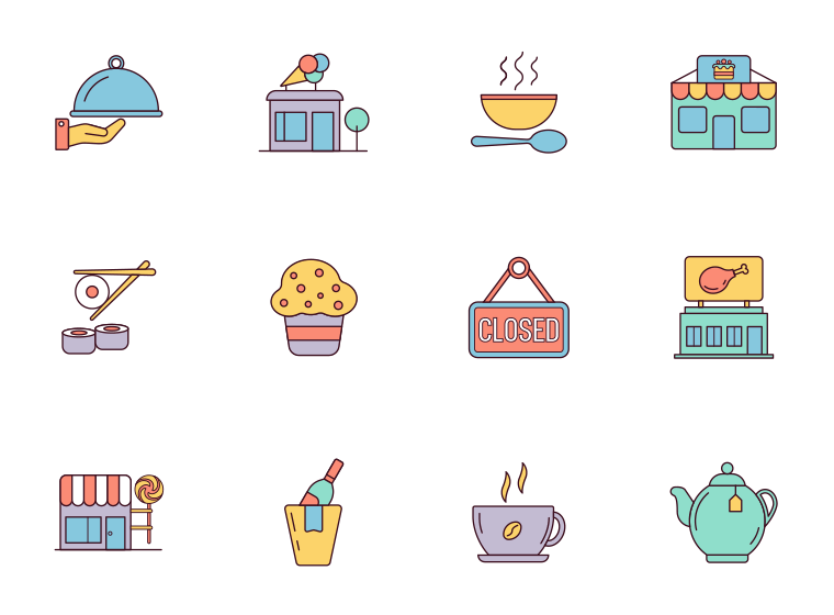 Cafes Vector Icon Set